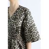 213355 V-neck Leopard Loose Short Sleeve Dress