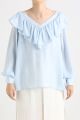 210843 V-neck Ruffled Loose Blouse