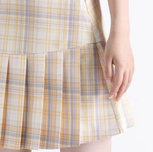 213280 Pleated Plaid Mini Skirt