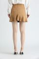 213377 Suede Ruffled Hem Mini Skirt
