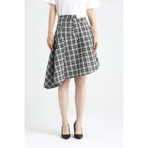 223003  Irregular Plaid Loose Skirt