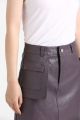 214143 High Waist Slim Leather Mini Skirt