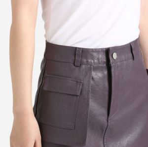 214143 High Waist Slim Leather Mini Skirt