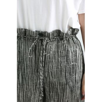 229001 Silk Ruffled Straight Pants