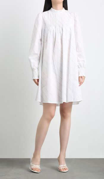 220371 Robe blanche style chemise élégante pour femme