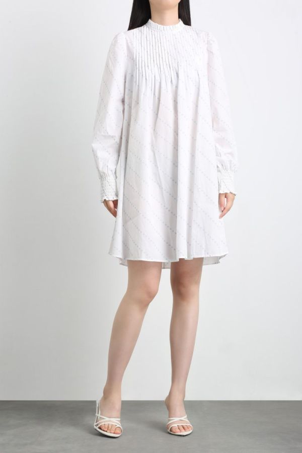 220371 Women Elegant Shirt Style White Dress