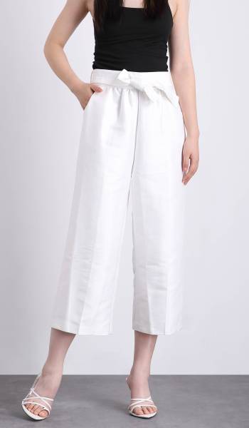 220159 Casual Wide Leg Pants with Belt