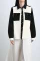 2207019-3 Contrast Color Long Sleeve Jacket