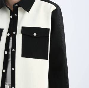 2207019-3 Contrast Color Long Sleeve Jacket