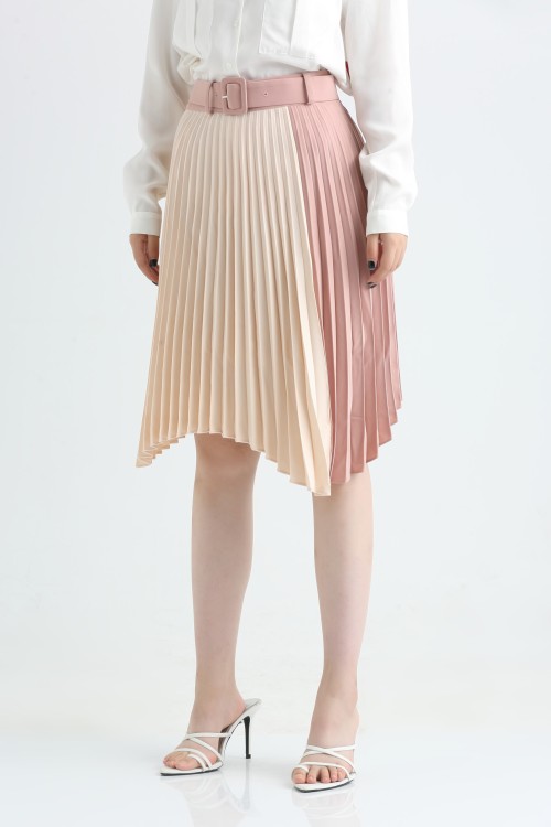 210626 Women Pleated Skirt with Belt