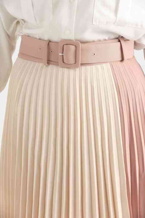 210626 Women Pleated Skirt with Belt