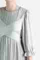 214116 Crinkled Belted Mid Sleeve Dress