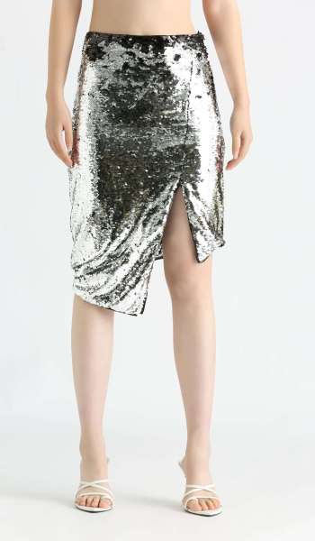 213139 Lady Sequin Skirt with Side Slit