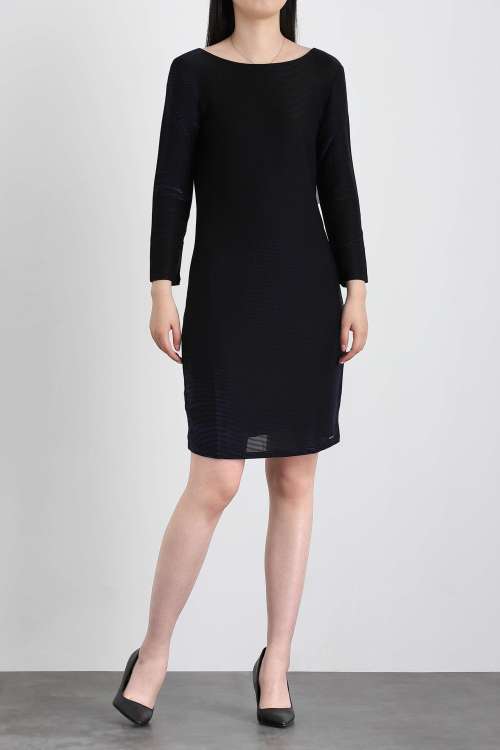 220050 Round Collar Long Sleeve Dress