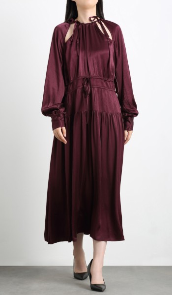 225014 Women's Satin Long Sleeve Dress