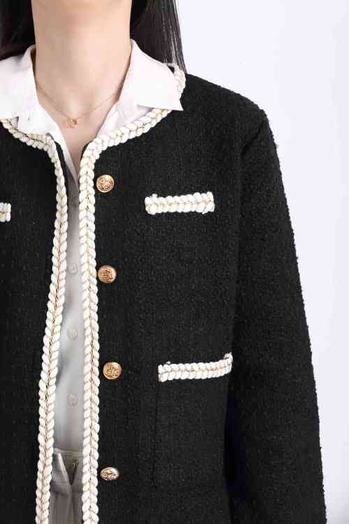 223166 Autumn Winter Button Up Knitted Lady Cardigan Coat