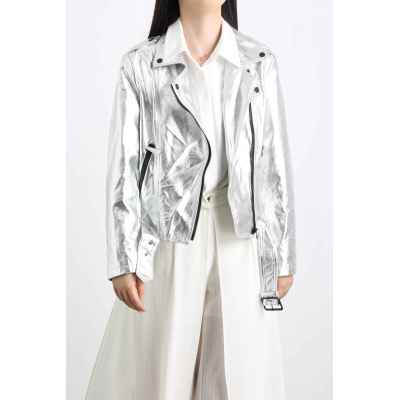 223230 Synthetic Leather Women Short Jacket