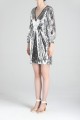 200023 V-Neck Long Sequins Dress