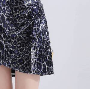 203108 Leopard Print Mesh Sequin Skirt