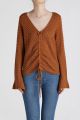 197003 V-neck Drawstring Top with Trumpet Sleeve