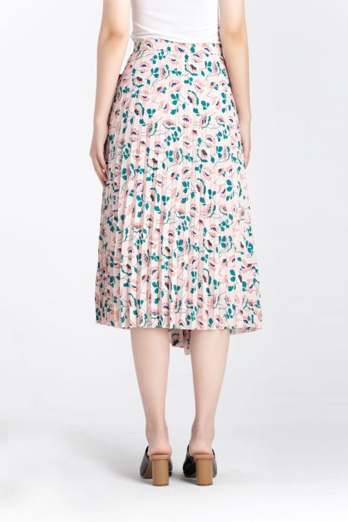 200159 Floral Pleated Skirt