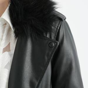 213182 PU Jacket with Fur Collar