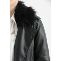 213182 PU Jacket with Fur Collar