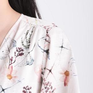 Digital printing deep V-neck short sleeve dress