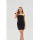 Womens Bodycon Mini Tube Dress Strapless Back Slit Long Going Out Casual Elegant Party Dresses in Black