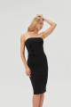 Womens Bodycon Midi Tube Dress Strapless Back Slit Long Going Out Casual Elegant Party Dresses in Black