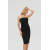 Womens Bodycon Midi Tube Dress Strapless Back Slit Long Going Out Casual Elegant Party Dresses in Black