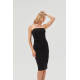 Womens Bodycon Midi Tube Dress Strapless Back Slit Long Going Out Casual Elegant Party Dresses in Black