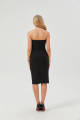 Womens Bodycon Midi Tube Dress Strapless Back Slit Long Going Out Casual Elegant Party Dresses in Black