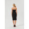 Womens Bodycon Midi Tube Dress Strapless Back Slit Long Going Out Casual Elegant Party Dresses in Black