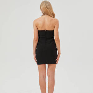 Womens Bodycon Mini Tube Dress Strapless Heart Neck Long Going Out Casual Elegant Party Dresses in Black