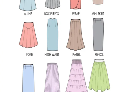 Plusieurs types courants de jupes