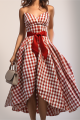 Custom Red Check Daily Dresses ladies