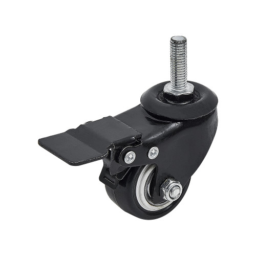 40 mm black PU caster Stem Caster Swivel Wheel  with Double Brake