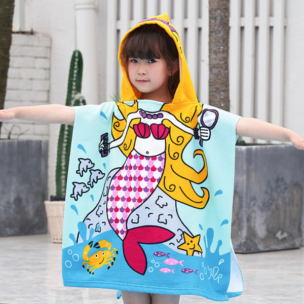 Cartoon Style 100%Microfiber Custom Printed Kids Poncho