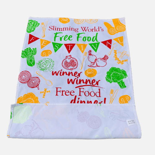 Machine Washable Cotton White Personalized Logo Kitchen Dish cloths Towel with loop Custom Tea Towels