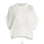 custom crochet rhombus weave half sleeve crewneck pullover sweaters