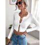 Custom Cable Knit Solid Crewneck Cardigan