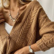 Custom cable knit solid V-neck cardigans with buttons