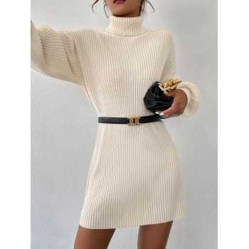 Custom striped solid turtelneck sweater dresses