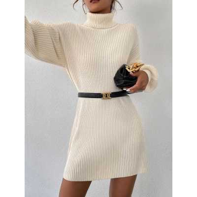 Custom striped solid turtelneck sweater dresses