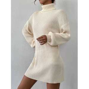 Custom striped solid turtelneck sweater dresses