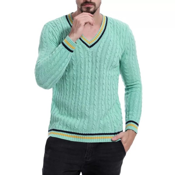 Fashion custom men knitted sweater V Neck Knitting Patterns Warm men sweater