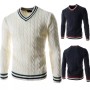 Fashion custom men knitted sweater V Neck Knitting Patterns Warm men sweater