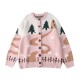 OEM winter Autumn relaxed Ladies Sweater landscape painting Patterns Jacquard cardigan sweater