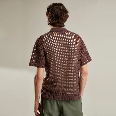 New fashion men Short Sleeve Sweatshirt Garden Crochet men sweater